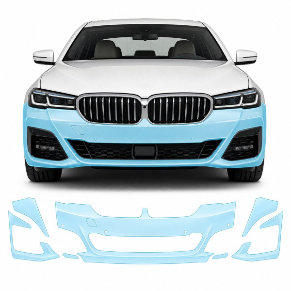 Антигравійна захисна бронеплівка за лекалами для BMW 5 Series G30 facelift 2020-2023 - передній бампер