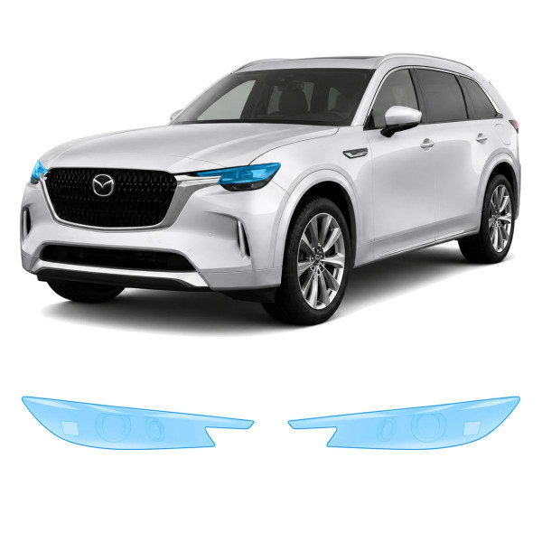 Антигравийная защитная бронепленка по лекалам для Mazda CX-90 2023- оптика (фары и ПТФ)