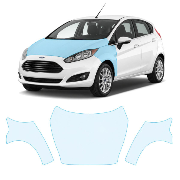 Антигравийная защитная бронепленка по лекалам для Ford Fiesta VI facelift 2013-2017 - капот и передние крылья