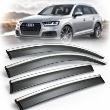 Дефлектори вікон вітровики Benke для Audi Q7 2016-2020 З Хром Молдинг Із Нержавіючої Сталі 3D