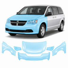 Антигравийная защитная бронепленка по лекалам для Dodge Grand Caravan V 2008-2020 - передняя часть авто (капот бампер фары крылья)