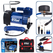 Автомобільний компресор Vitol 150psi 23Amp 50л шланг 5,0м R15-R18 з дефлятором клеми (K-55)