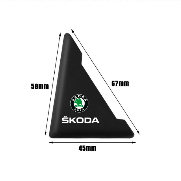 Захист кутів дверей Skoda 2 шт Гумові 45х58х47 мм на скотчі Чорні Посилені (протиударні чохли від сколів)