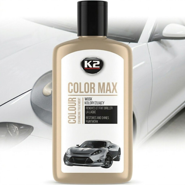 Поліроль для кузова крем K2 Color Max 250ml приховує подряпини та підсилює колір Білий (K020Wite)