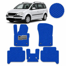 Килимки в салон EVA для Volkswagen Touran I / II 2003-2015 (Металевий підп'ятник) Сині 5 шт