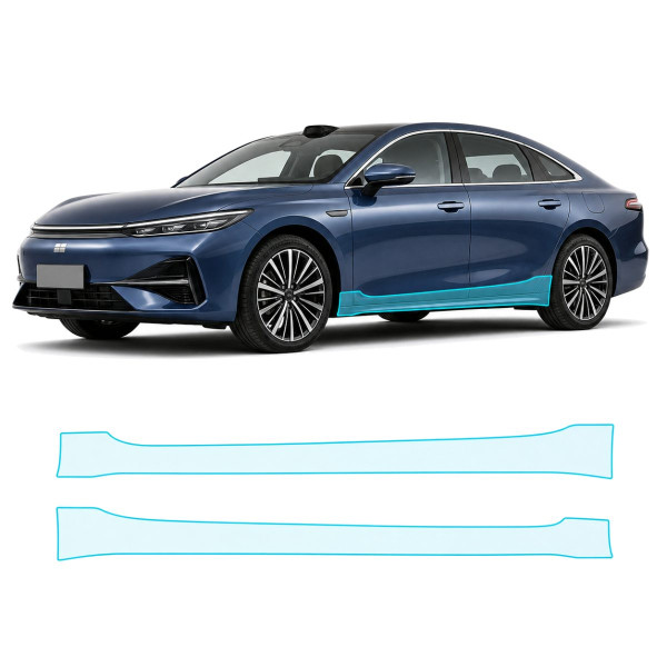 Антигравийная защитная бронепленка по лекалам для Geely Galaxy A7 I 2024- нижняя зона кузова пороги