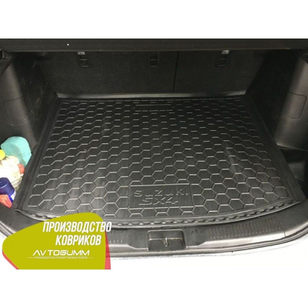 Автомобільний килимок в багажник Suzuki SX4 2014 - верхня полиця / Гумовий (Avto-Gumm)
