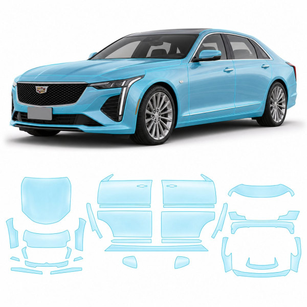 Антигравийная защитная бронепленка по лекалам для Cadillac CT6 I facelift 2019-2020 - полный кузов