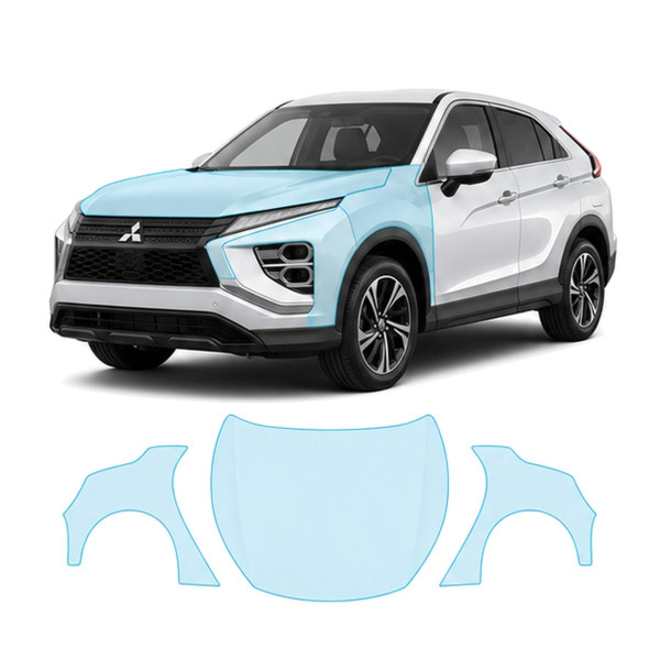 Антигравийная защитная бронепленка по лекалам для Mitsubishi Eclipse Cross I facelift 2021-2024 - капот и передние крылья