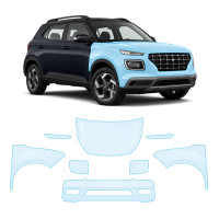 Антигравийная защитная бронепленка по лекалам для Hyundai Venue I 2019- передняя часть авто (капот бампер фары крылья)