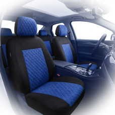 Автомобільні чохли B LUXE MAX Велюр під Алькантару (5 Підголівників) Синій Ромб