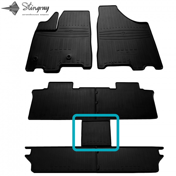 Водительский резиновый коврик задний средний для Toyota Sienna III 2010- 6 seats