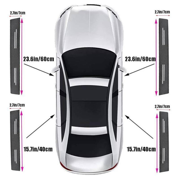 Защитная пленка накладка на пороги для Daewoo Черный Карбон 4 шт
