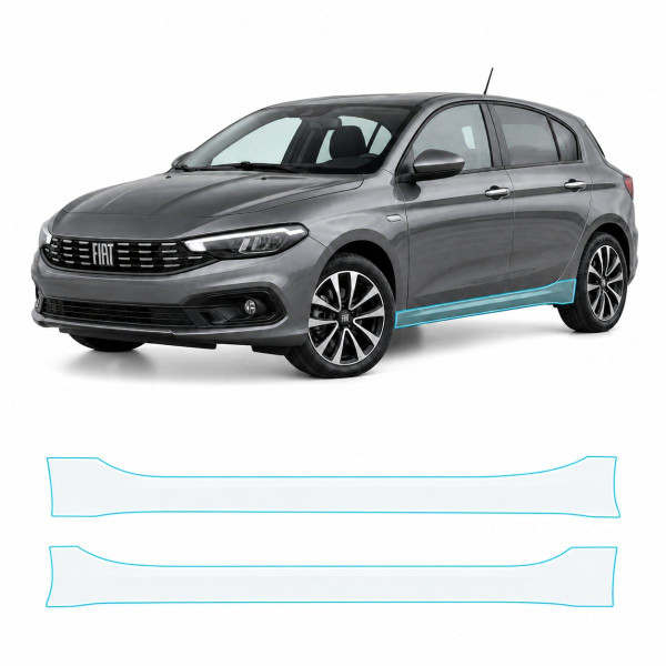 Антигравийная защитная бронепленка по лекалам для Fiat Tipo II facelift 2021-2024 - нижняя зона кузова пороги