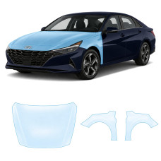 Антигравийная защитная бронепленка по лекалам для Hyundai Elantra CN7 2020-2023 - капот и передние крылья