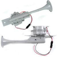 Сигнал воздушный с мощным компрессором 12V 570 мм / одна дудка / Паравоз / Серый
