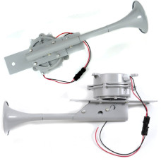 Сигнал воздушный с мощным компрессором 12V 570 мм / одна дудка / Паравоз / Серый