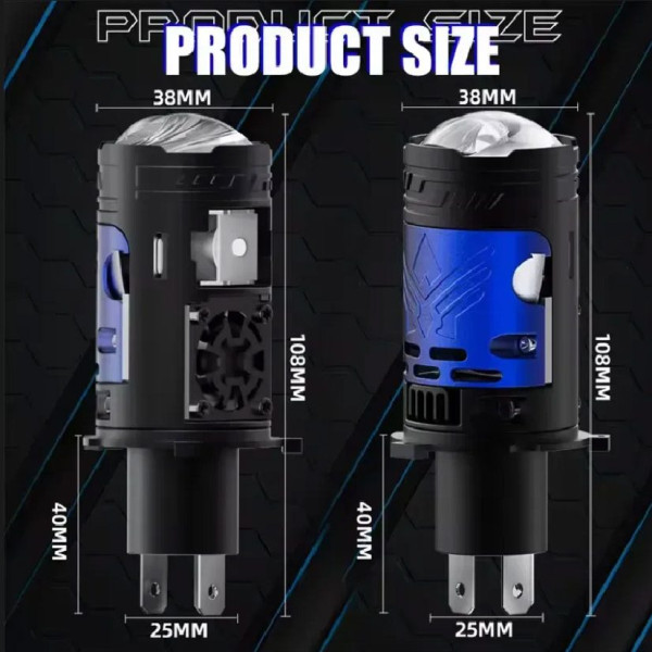 LED лампи автомобільні H4 Mini 120W 13000LM 6000K 4570+4570 Module 9-30V (Лінзовані D37 мм З Оманкою Canbus) F90-Small