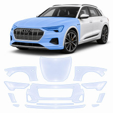 Антигравийная защитная бронепленка по лекалам для Audi e-tron GE 2019-2022 - передняя часть авто (капот бампер фары крылья)