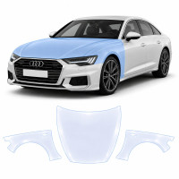 Антигравийная защитная бронепленка по лекалам для Audi A6 C8 facelift 2023-2025 - капот и передние крылья
