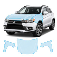 Антигравійна захисна бронеплівка за лекалами для Mitsubishi ASX I facelift 2016-2023 - капот і передні крила