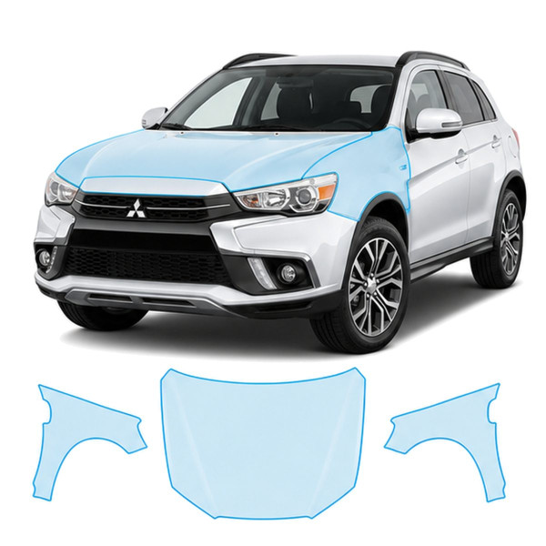 Антигравийная защитная бронепленка по лекалам для Mitsubishi ASX I facelift 2016-2023 - капот и передние крылья