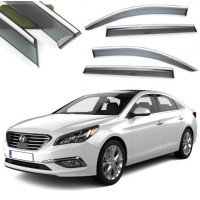Дефлектори вікон вітровики Benke для Hyundai Sonata 2015- Cкотч 3M Хром Молдинг Із Нержавіючої Сталі 3D