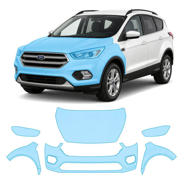 Антигравійна захисна бронеплівка за лекалами для Ford Escape (US) III facelift 2017-2019 - передня частина авто (капот бампер крила))