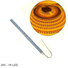 Лента диодная алюминий 24V - 25 см - 1А 18LED - в силиконе эффект сплошной ленты Желтый свет (5630)