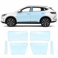 Антигравийная защитная бронепленка по лекалам для BYD Song Plus I facelift 2023- зоны дверей и стойки окон