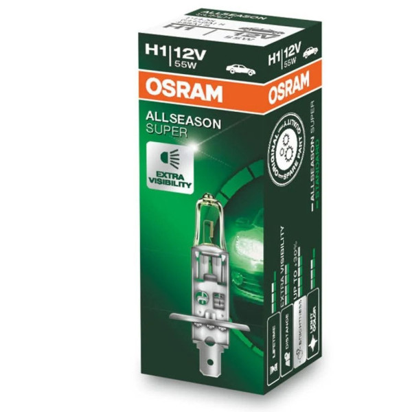 Автолампа галогенна Osram AllSeason Super H1 55W 12V 1 шт (64150ALS)