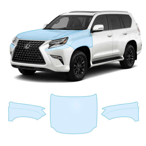 Антигравийная защитная бронепленка по лекалам для Lexus GX J150 facelift 2 2020-2023 - капот и передние крылья