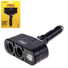 Автомобільний розгалужувач прикурювача VOIN 2 виходу 2USB 2400mA 12/24V Кутовий (WF-0668/003)