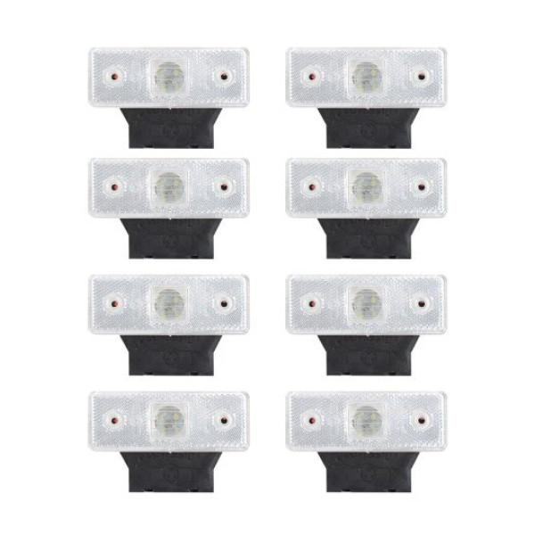 Габарит LED прямокутний 110х42 мм 24V 4 діода гумовий кронштейн Білий 8 шт (YP 24)