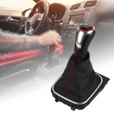Ручка КПП з пильником у зборі Модельна для Volkswagen Golf V / VI Jetta Bora 2003-2014 MK 5/6 (6 Швидкостей) Червона нитка FXVW-153