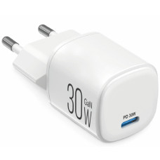Мережевий зарядний пристрій Brevia ePowerGaN PD30W USB-C білий 44030GCW