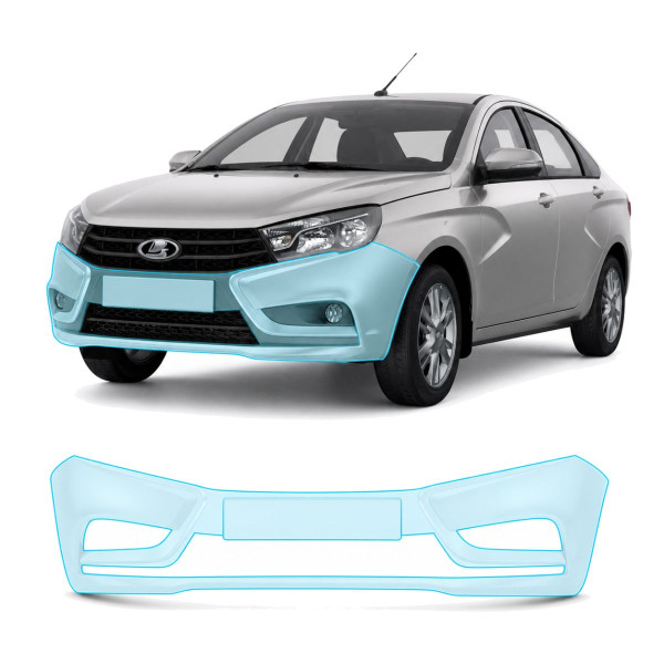 Антигравійна захисна бронеплівка за лекалами для LADA Vesta I 2015-2022 - передній бампер
