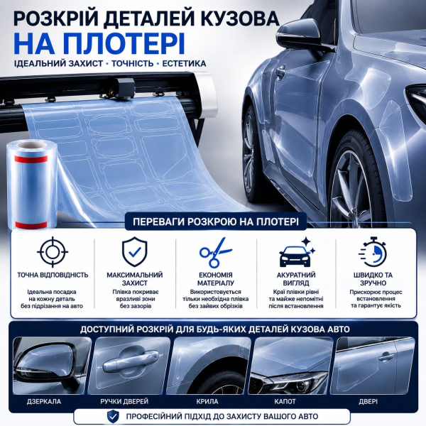 Пленка антигравийная прозрачная глянцевая на основе 190 мкм 1 м x 1.52 м Трехслойная TPU-W75
