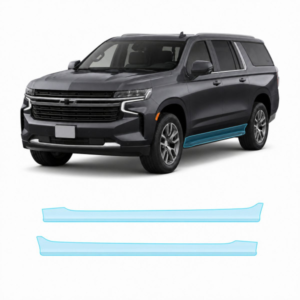 Антигравийная защитная бронепленка по лекалам для Chevrolet Suburban IV 2021- нижняя зона кузова пороги