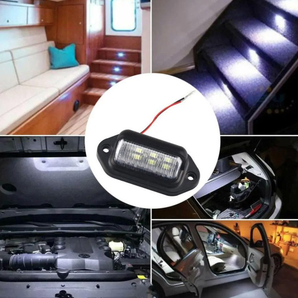 LED Підсвічування Номери універсальні Thoc Auto 12/24V 6 LED 2 шт Чорна (4382)