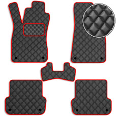 Коврики в салон для Audi A4 (В6 / B7) 2001-2008 Экокожа Красные 5 шт (Rombus)