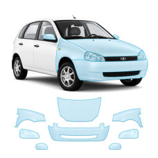 Антигравийная защитная бронепленка по лекалам для LADA Kalina 2004-2018 - передняя часть авто (капот бампер фары крылья)