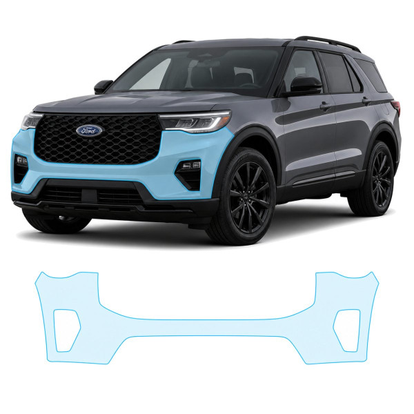 Антигравийная защитная бронепленка по лекалам для Ford Explorer (US) VI facelift 2024- передний бампер