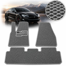 Коврики в салон EVA для Tesla Model S 2012-2020 с подпятником Серые T-01 T-09