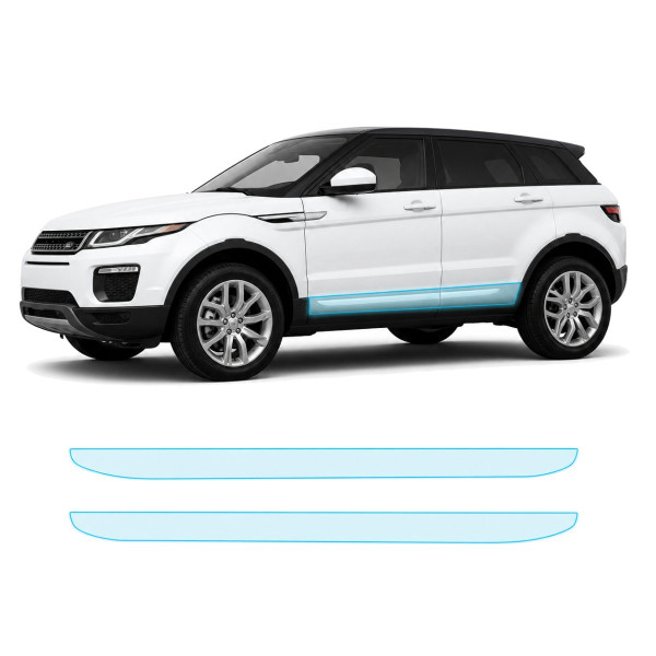 Антигравийная защитная бронепленка по лекалам для Land Rover Range Rover Evoque L538 facelift 2016-2018 - нижняя зона кузова пороги