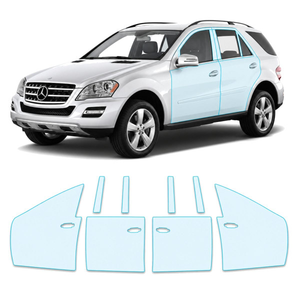 Антигравийная защитная бронепленка по лекалам для Mercedes-Benz M-Class W164 facelift 2008-2011 - зоны дверей и стойки окон