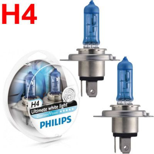 Автолампа галогенна Philips Diamon Vision H4 12V 60/55W 5000K 2 шт (12342DVS2)