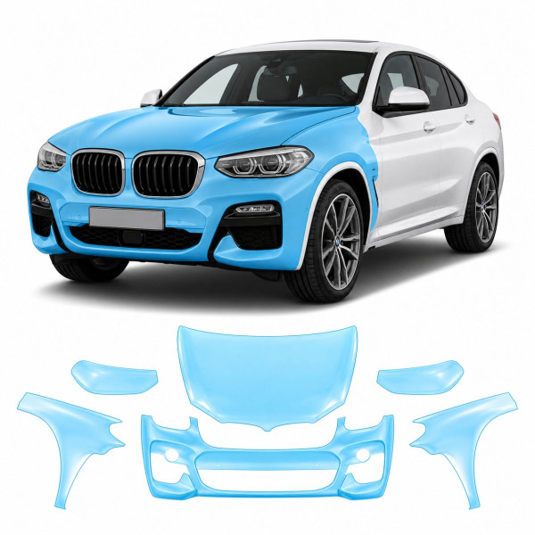 Антигравійна захисна бронеплівка за лекалами для BMW X4 G02 2018-2021 - передня частина авто (капот бампер фари крила)