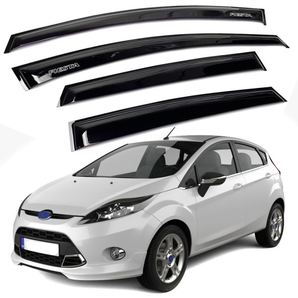Дефлектори вікон ветровики для Ford Fiesta 2008-2017 5D Хечбек Voron Glass