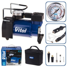 Автомобільний компресор Vitol 150psi 10Amp 37л R13-R16 прикурювач (K-30)